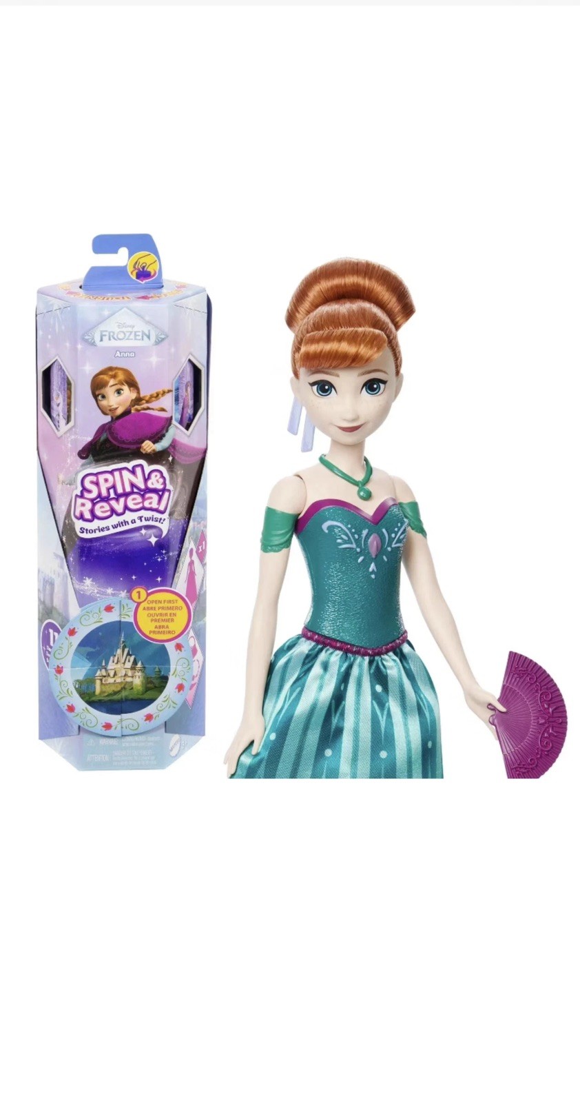 Disney Frozen Spin and Reveal Anna Fashion 12.5" Doll and Accessories Brand New