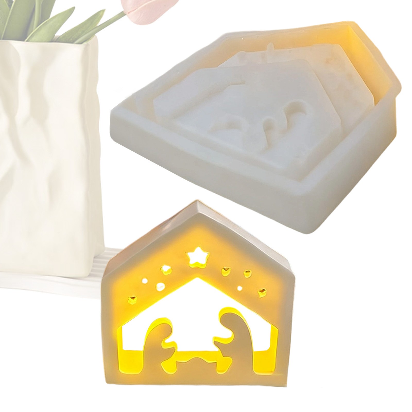 Christmas Nativity Mold Advent Tealight Stand Mould Silicone Jesus Molds