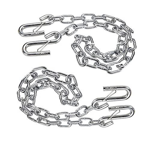 Trailer Safety Chain with Spring Clips Grade 30 with 2 S Hook 2PCS 3/16" X 48"