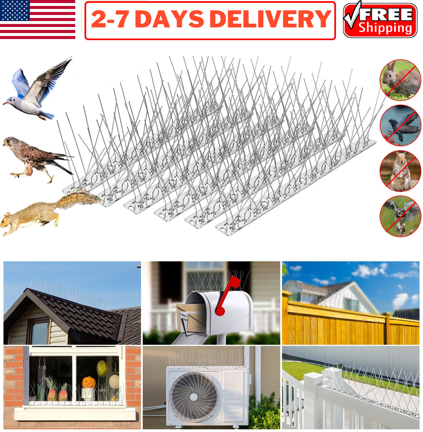 15 Feet Bird Off Spikes Anti Bird Fence Pigeon Drive away Arrows Nest Prevention