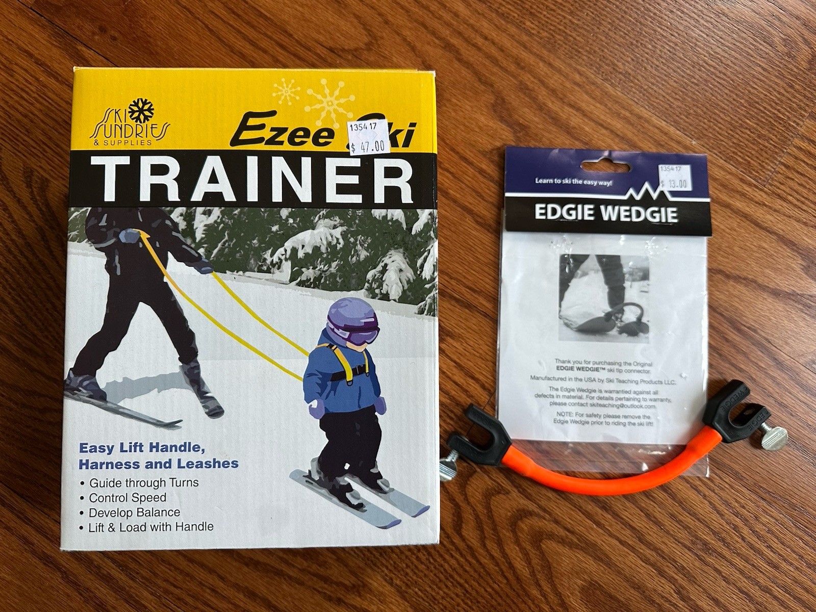 Ezee Ski Trainer For Tethering To Kids On The Slopes & Edgie Wedgie For Ski Tips