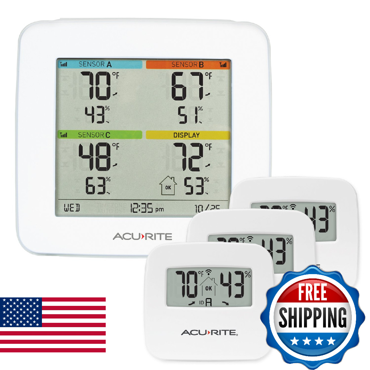 Acurite 01095M Indoor Station 3 Sensors White