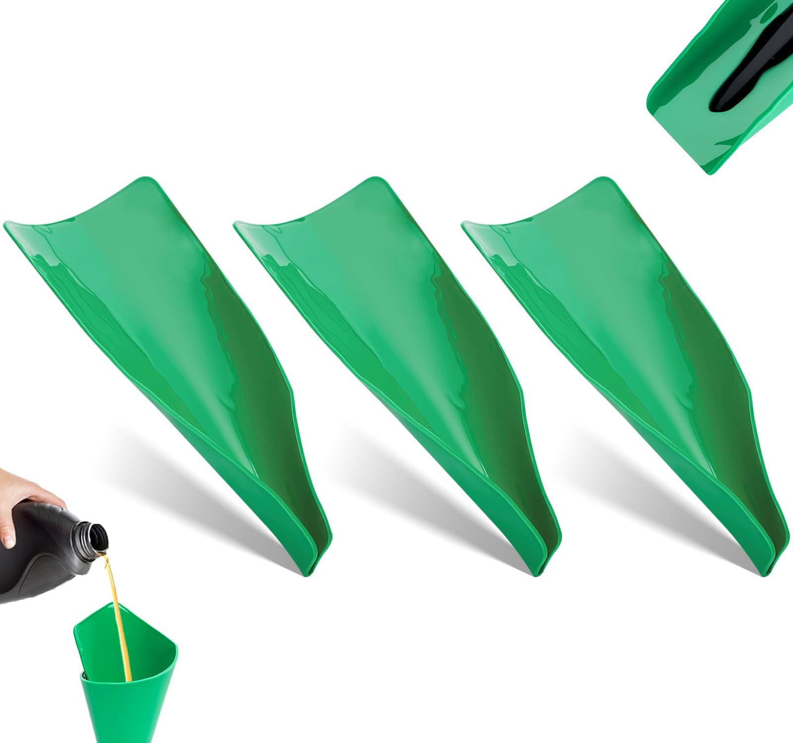 3PCS Reusable Flexible Oil Drain Funnel Form a Foldable Flex for Green