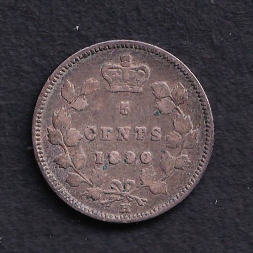 Canada 1890H 5c Cents Five Cent Silver .925 Nickel Coin - Very Good/Fine VG/F