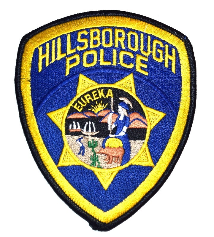 HILLSBOROUGH CALIFORNIA CA Police Patch STATE SEAL WALKING BEAR CACTUS 1J