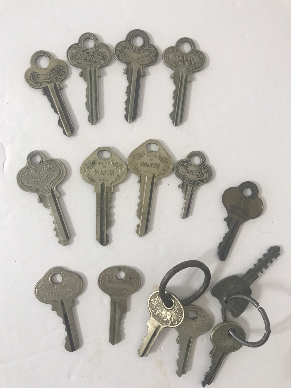 Lot Of 15 Vintage Ornate Keys ILCO Russwin Master Antique Keys Brass Keys