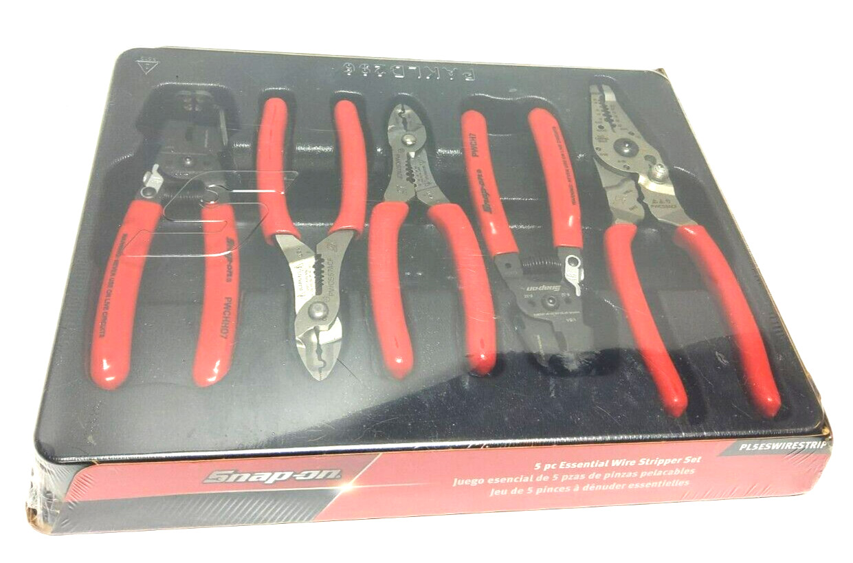 New Snap-on™ PL5ESWIRESTRIP 5pc Essential Wire Stripper Set with Red Vinyl Grip