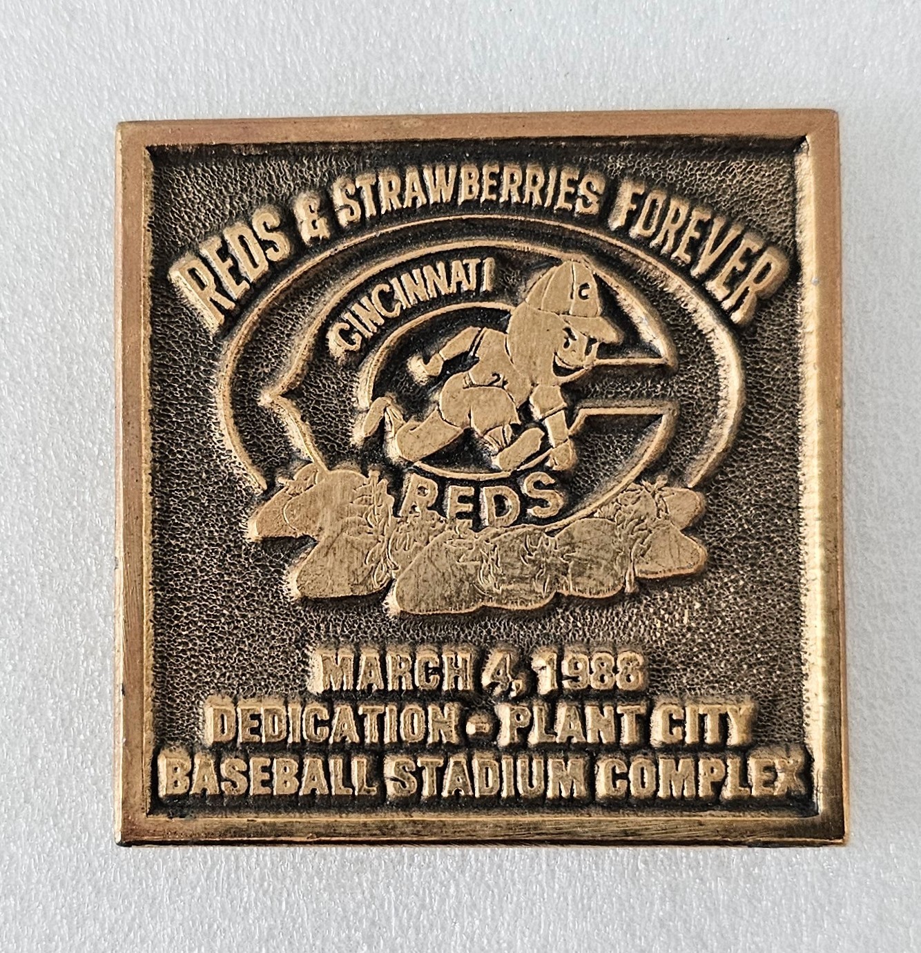 Cincinnati Reds 1988 Plant City Baseball Stadium Complex Dedication Bronze Medal