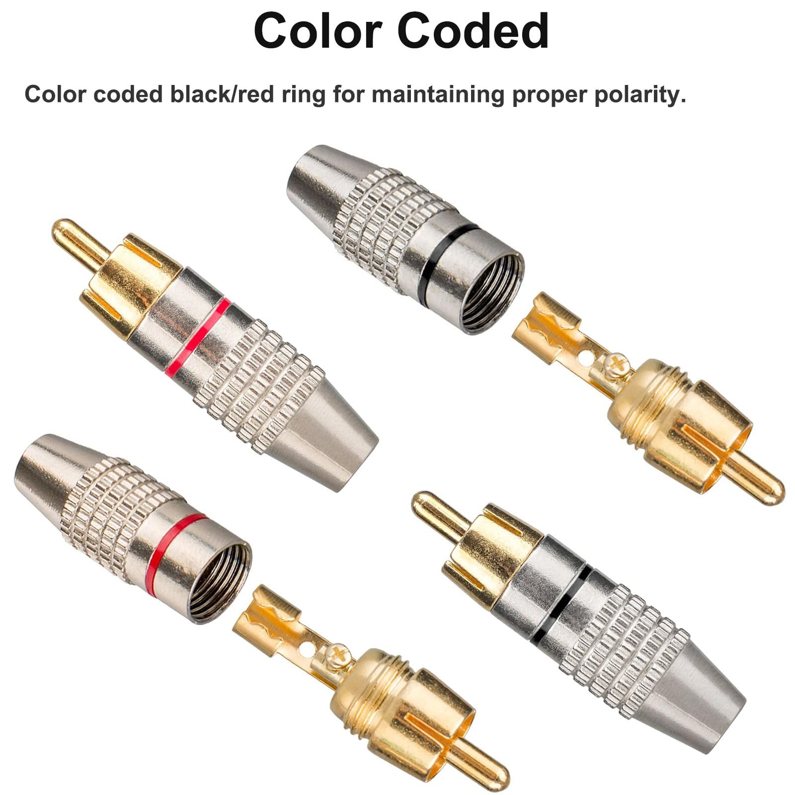 Elechood 10Pack RCA Male Plug Solder, Gold Audio Video Cable Adapter