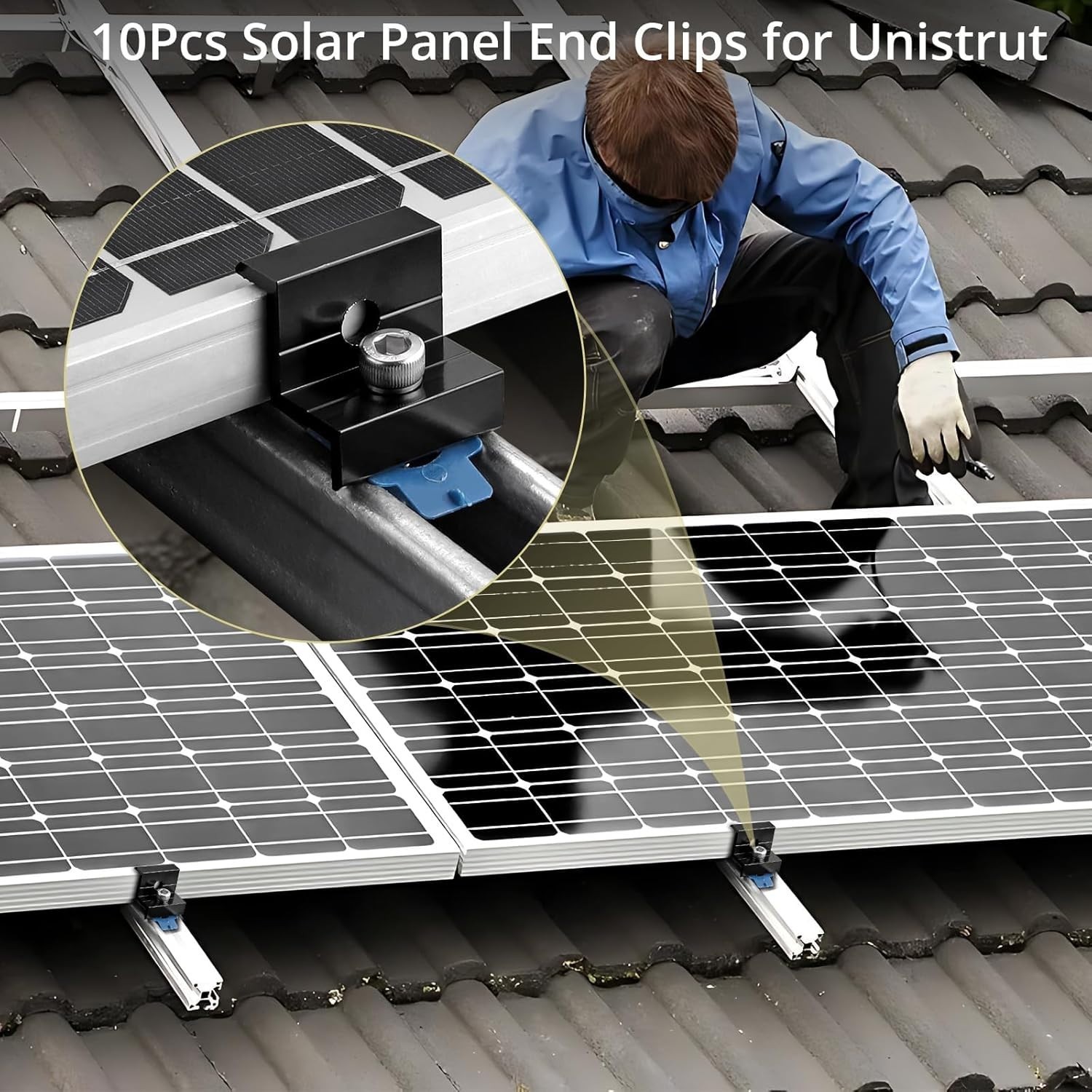 10PCS Solar Panel End Clamp for Standard Aluminum 30/35mm Solar Panel Brackets