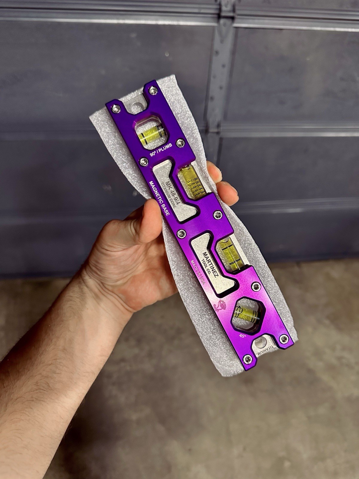 Martinez Tool Co. Titanium Core 9” Top View Magnetic Torpedo Level Purple - USA