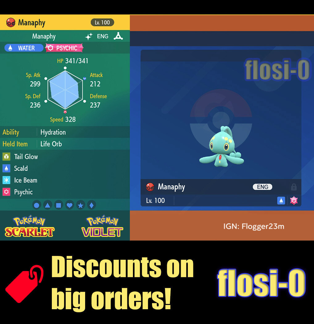 6IV Shiny Manaphy Pokemon Scarlet and Violet