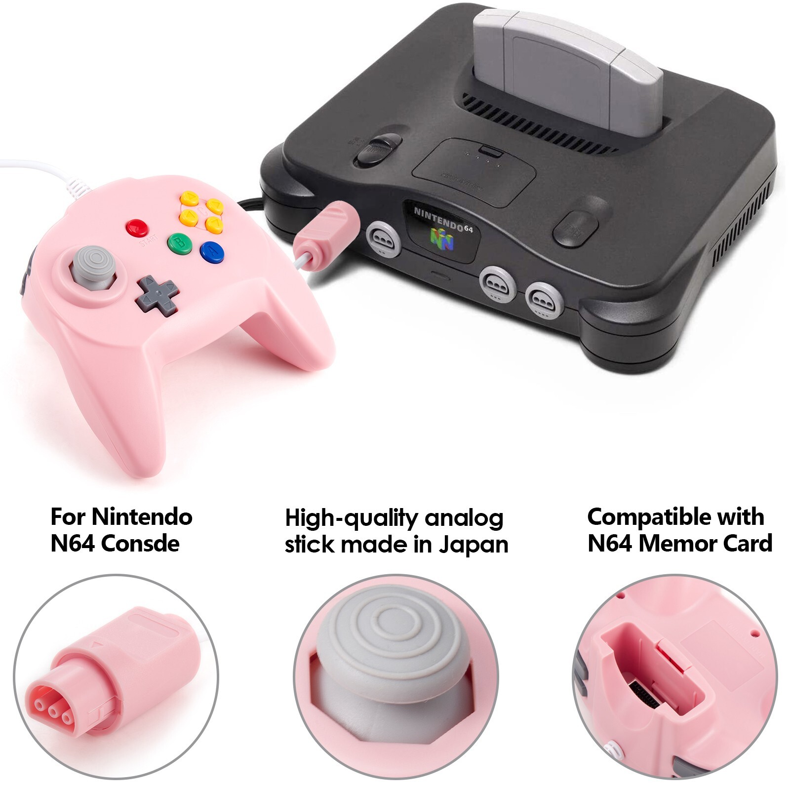 Mini N64 Wired Game Remote GamePad Controller For N64 System Console Video Games