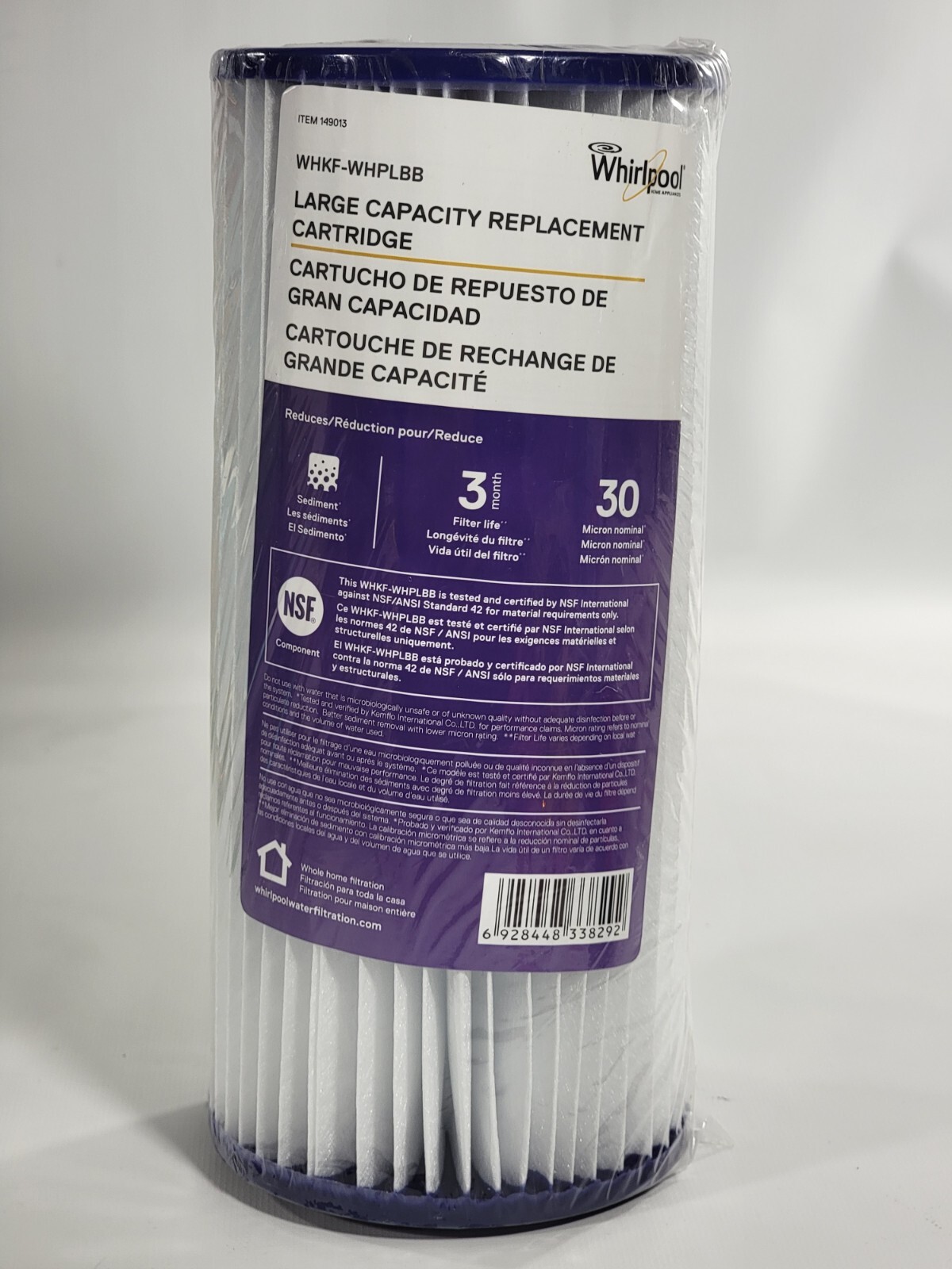 Whirlpool WHKF-WHPLBB Large Capacity Whole House Replacement Filter 30 Micron