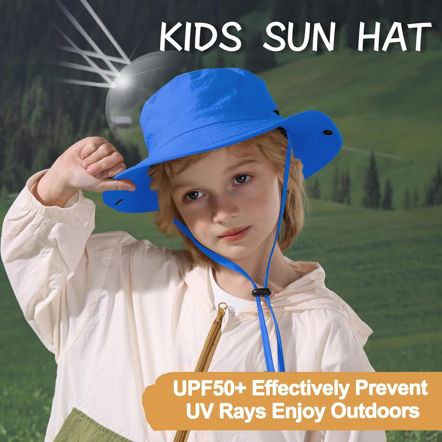 Outdoor Kids Sun Hat UPF 50+ Quick Dry Foldable Bucket Hat Lightweight Adjustabl