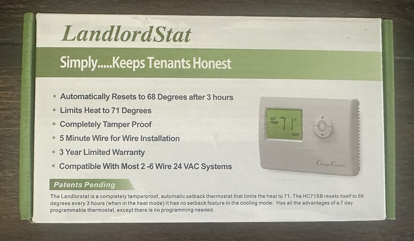 LandlordStat HC71SB Digital Thermostat New Open Box Tamper Proof