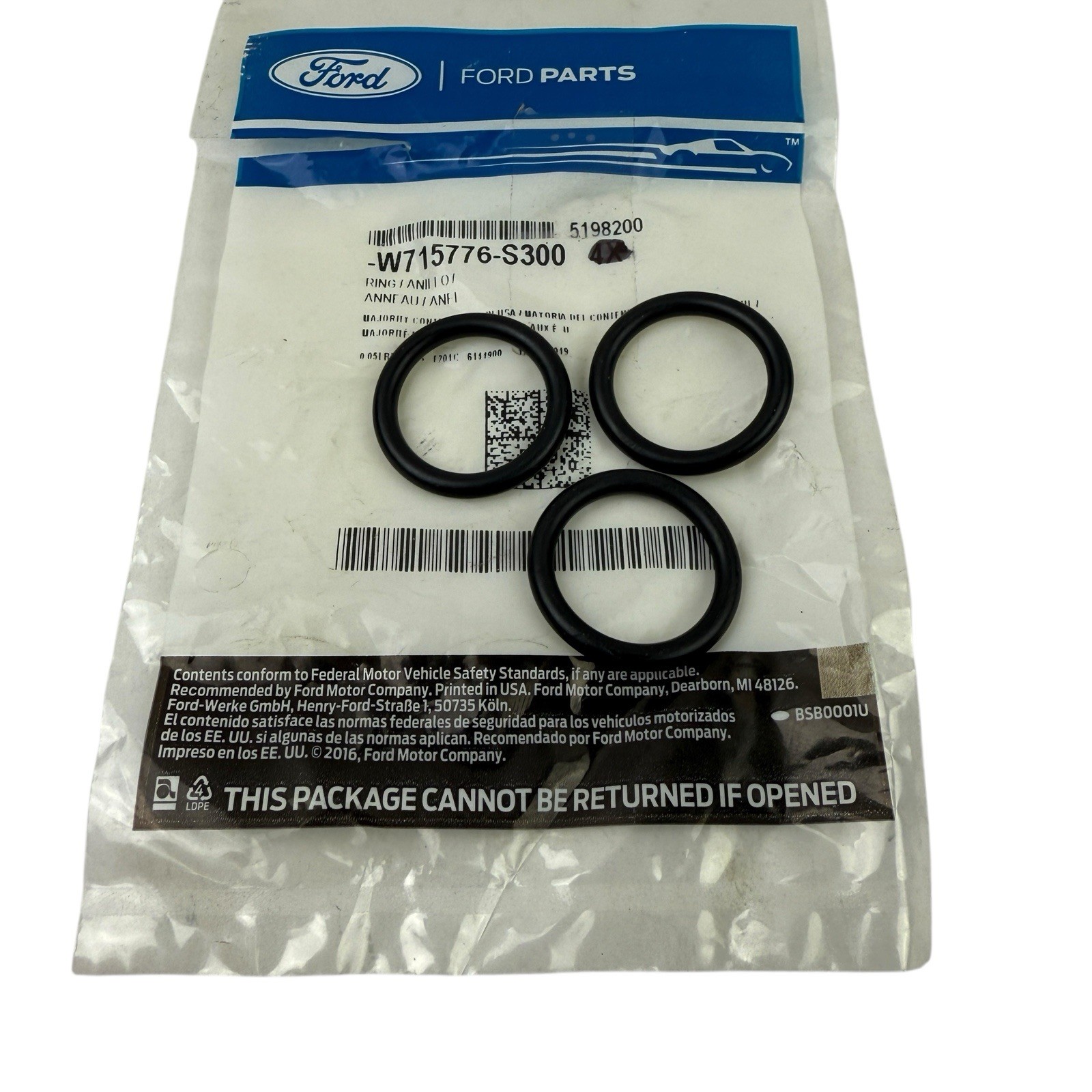 3-pack Genuine Ford OEM 14-22 Fiesta 1.0L Coolant Outlet O-Rings W715776-S300