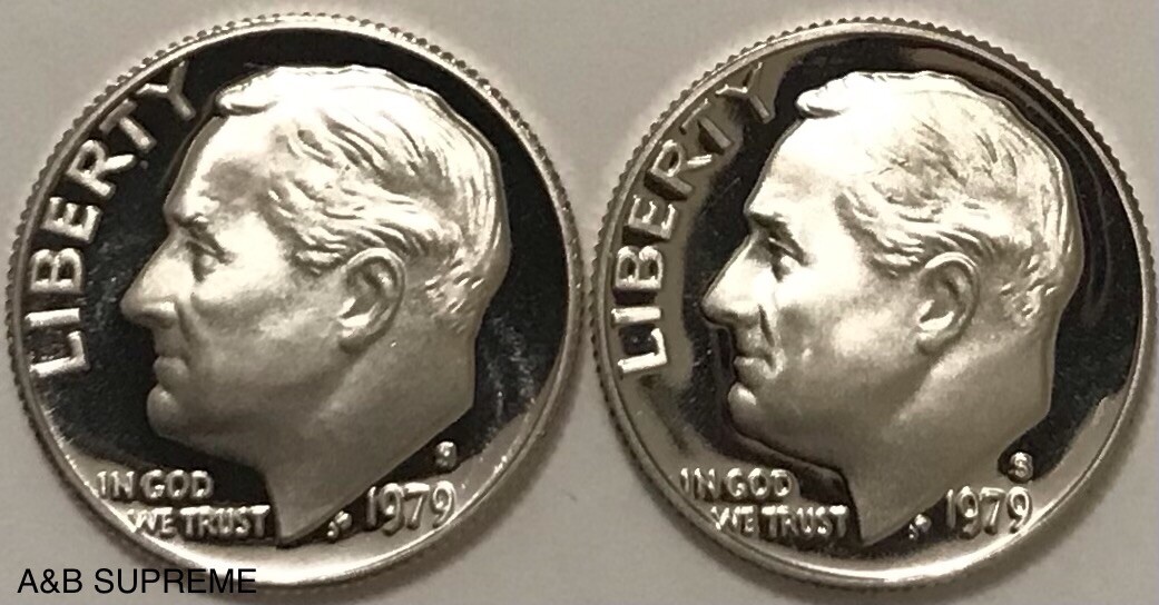 1979 S Roosevelt Dime Type 1 & 2 Filled & Clear S Clad Deep Cameo Gem Proof
