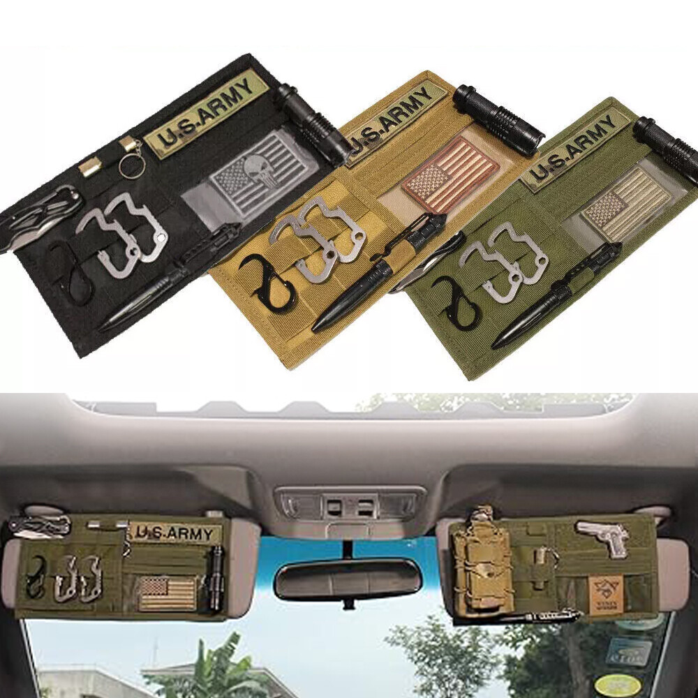 Molle Car Sun Visor Organizer Tactical Truck Visor Accessories Gear Holder Pouch