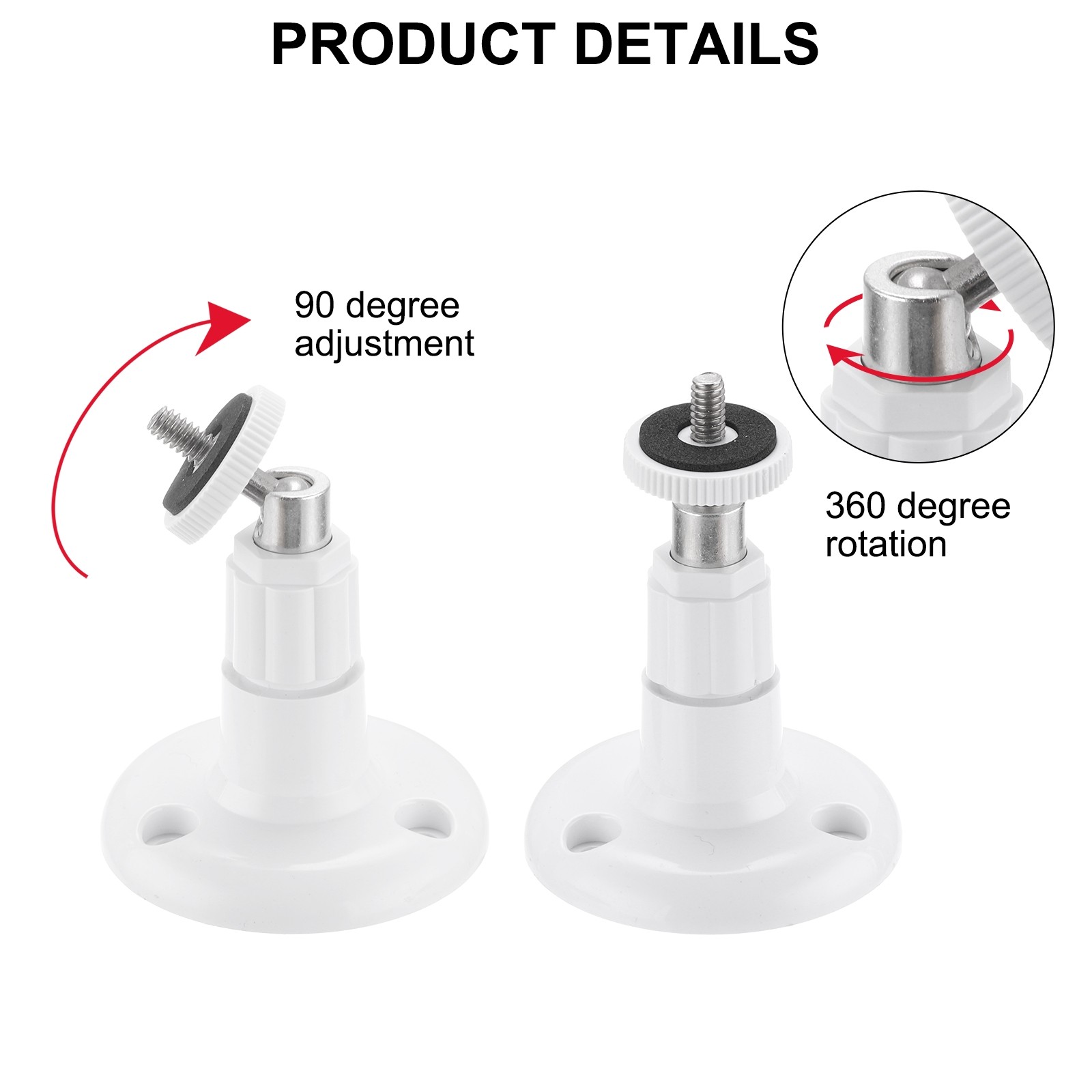 1 Pack Wall Mount Security Camera Bracket 3.7" Mounting White, Plastic