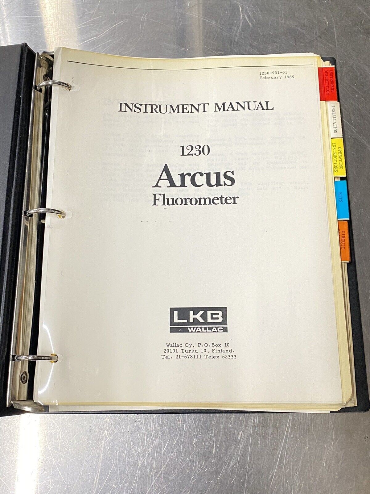 LKB Wallac 1230 Arcus Fluorometer - Users Guide / Instructions Manual