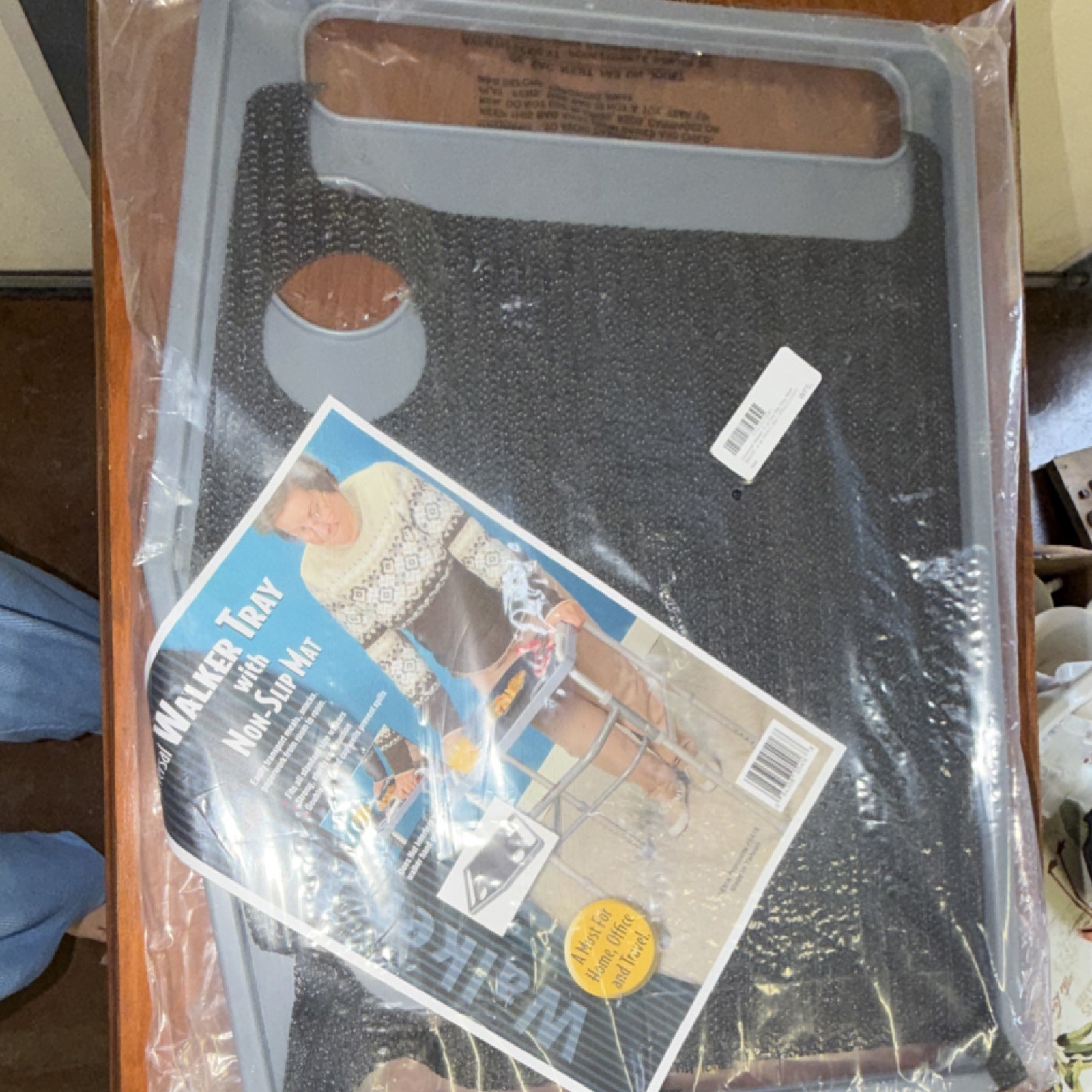 Walker Tray with Non-Slip Mat, Gray/Black Plastic, Fits Mobility Walker
