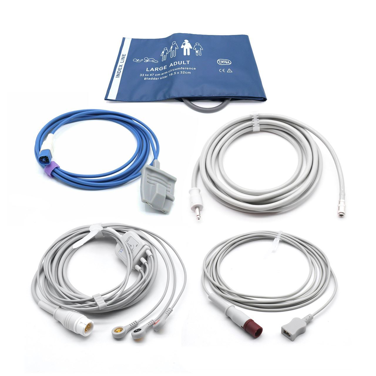 Philips Accessories Kit Bundle - Cuff, Hose, SpO2, ECG, Temperature