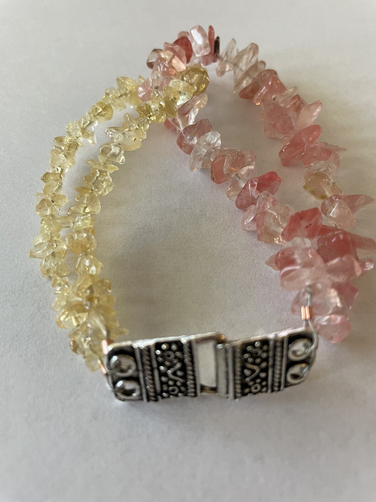 New Handmade Bracelet - Pink & Yellow Crystal