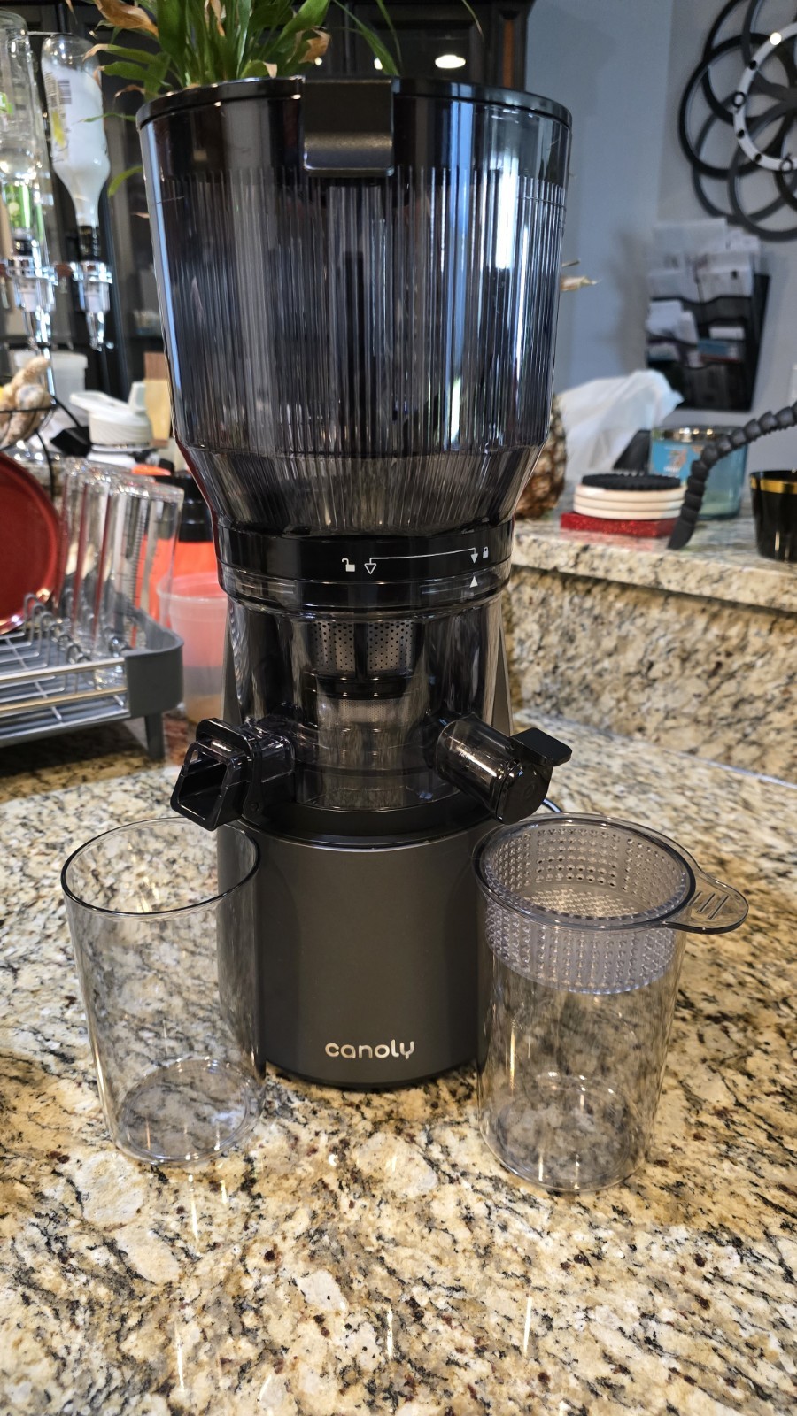 Canoly Masticating Juicer Electric Black with Motor Base, Containers, Filter