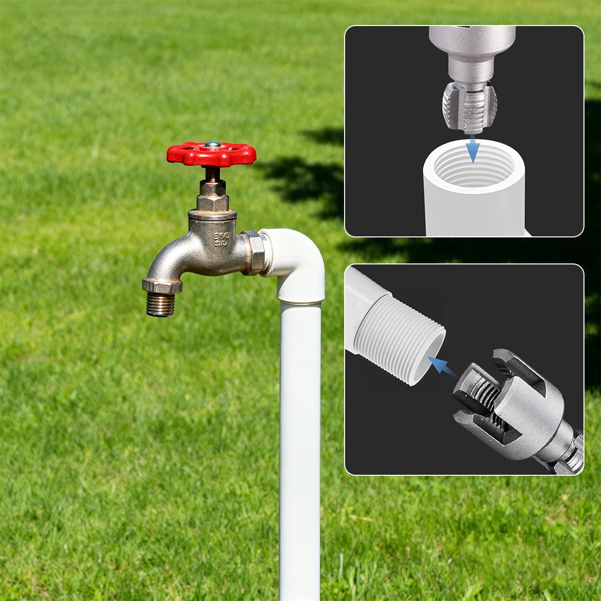 2Set Integrated Internal&External Pipe Threading Tool For 1/2'' 3/4'' Water Pipe