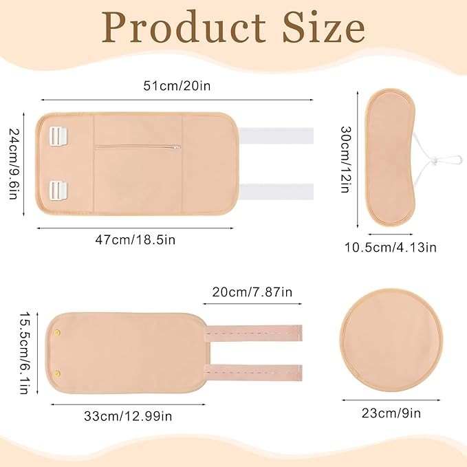 Castor Oil Pack Wrap Kit w/ Adjustable Elastic Strap Reusable 7 Pcs Nude