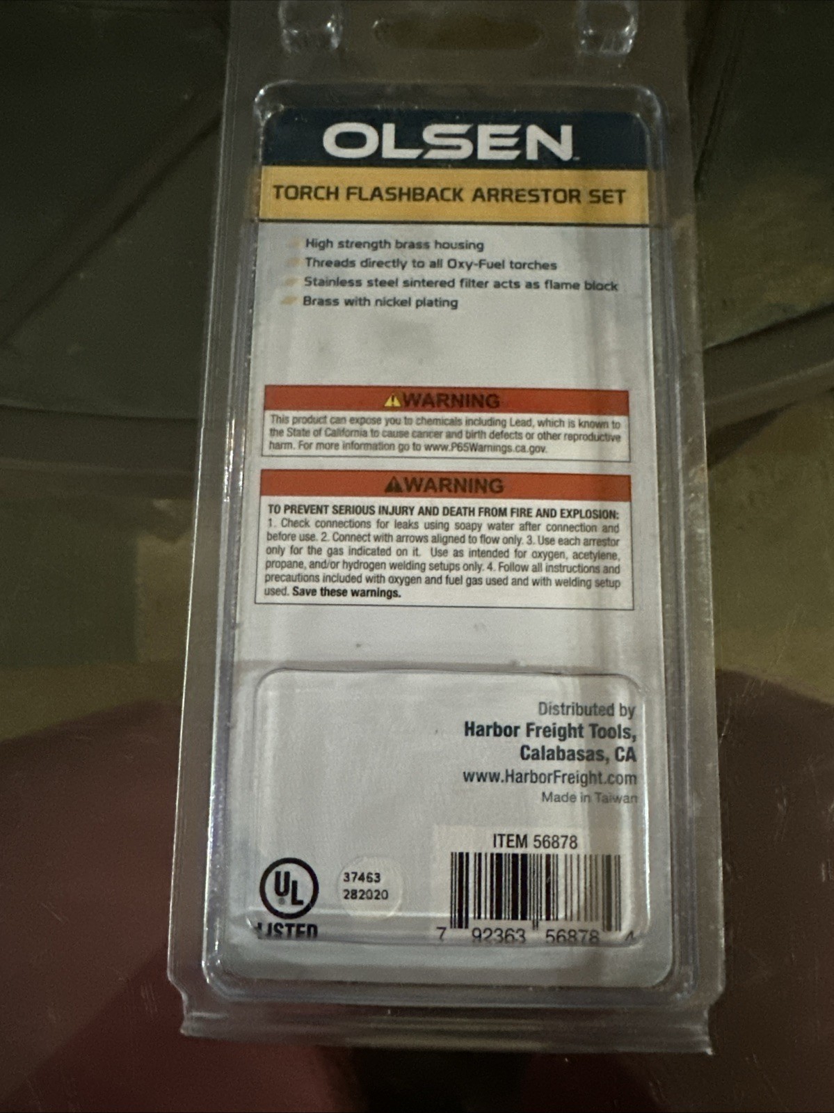 Olsen Torch Flashback Arrestor Set 56878