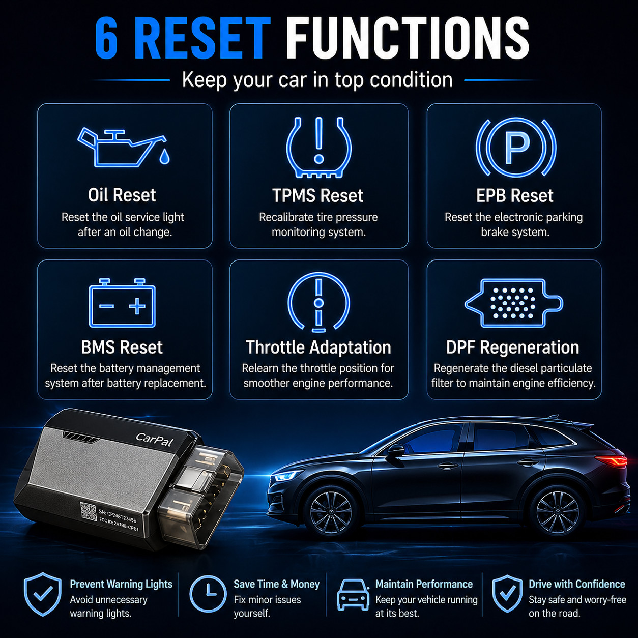 TOPDON CarPal OBD2 Scanner Wireless Bi-Directional All System Diagnostic Tool