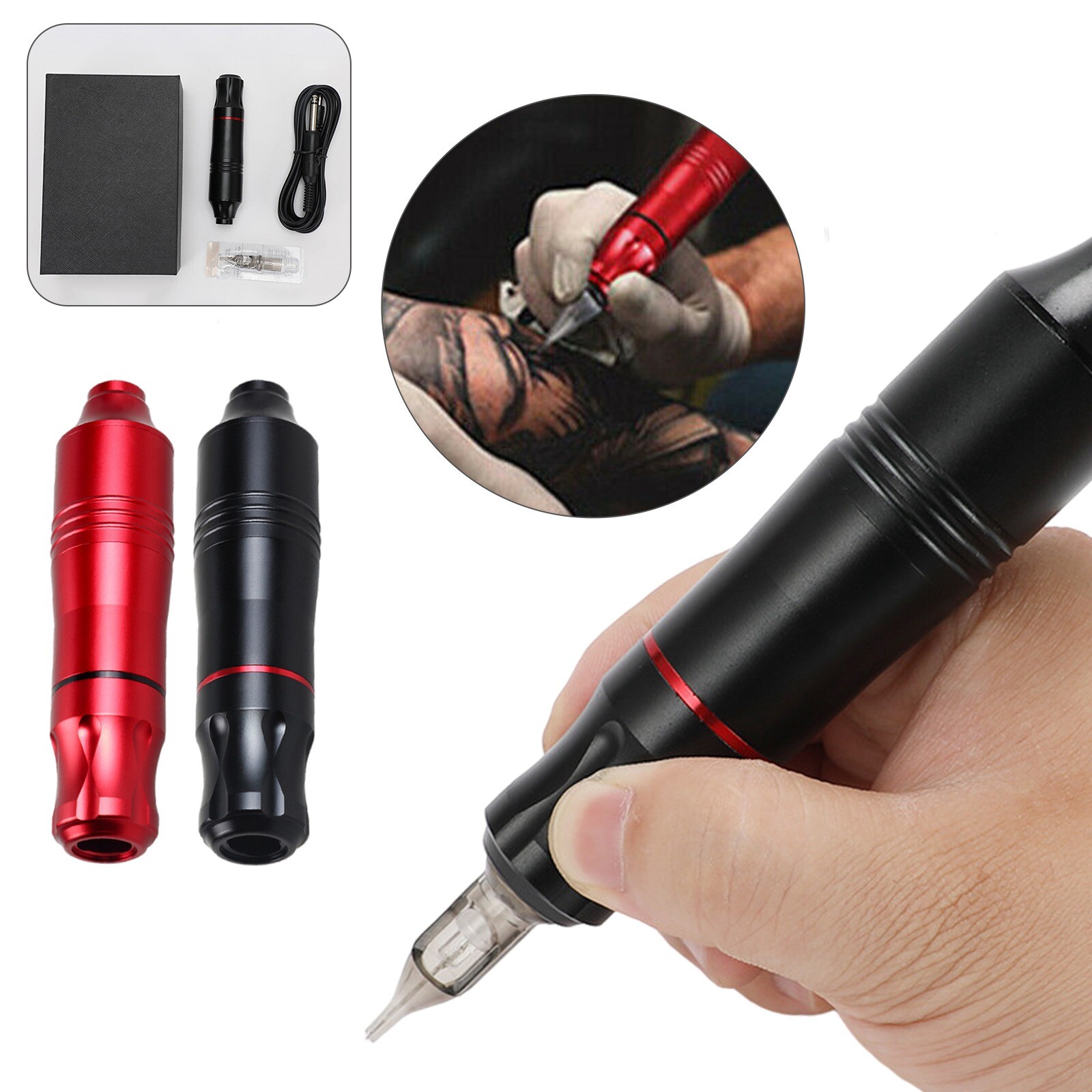 Handheld Rotary Tattoo Gun Motor Tattoo Machine Pen Cartridge Tattoo Needles