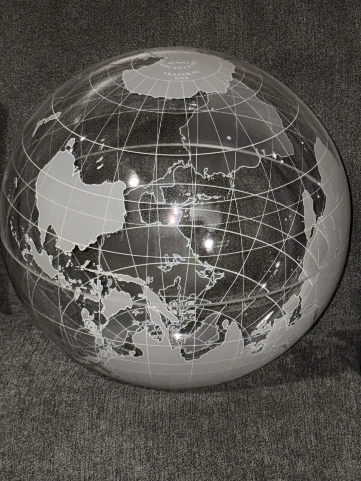 1991 Vintage Spherical Concepts 12" See-Through Lucite Tabletop World Globe