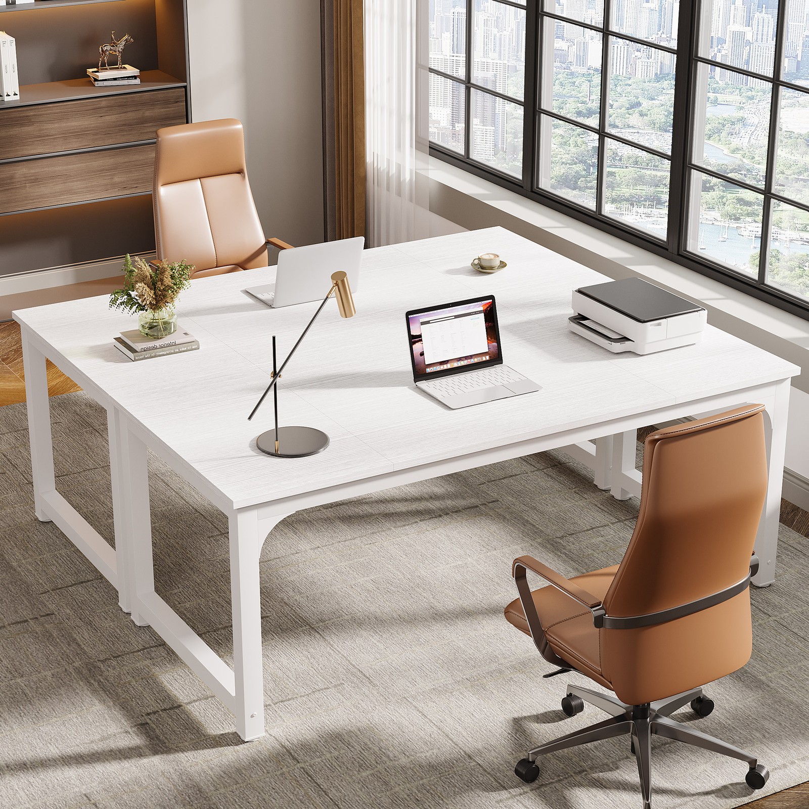 Tribesigns 70.8'' Executive Desk, Large Office Computer Desk with Thicken Frame