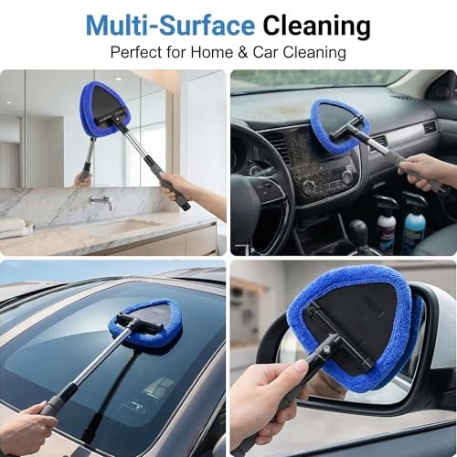 Car Windshield Cleaner Tool (2-Pack) with Extendable Handle, Inside Auto