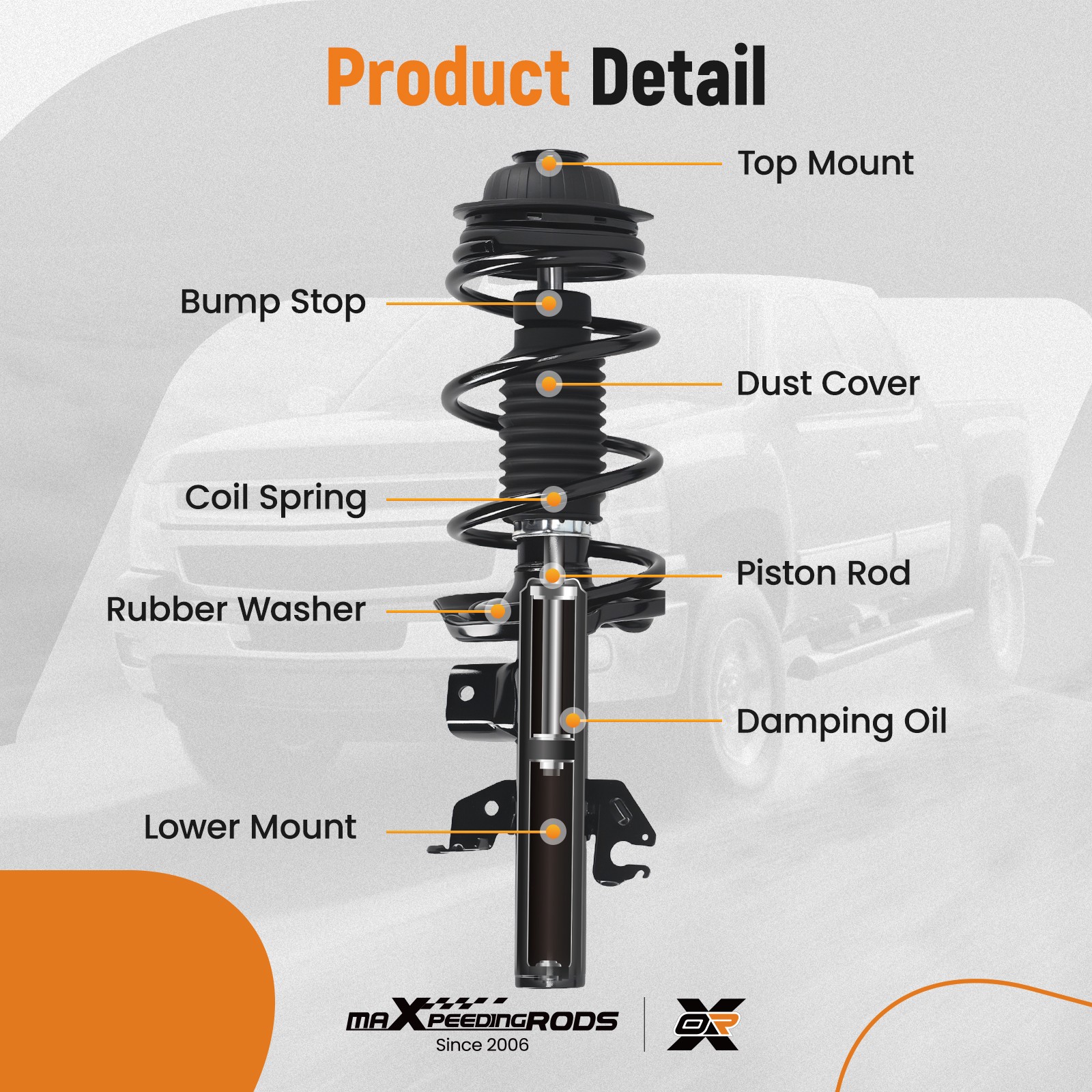Front Complete Strut Shock & Springs for Dodge Dart GT 13-16 172641 172642