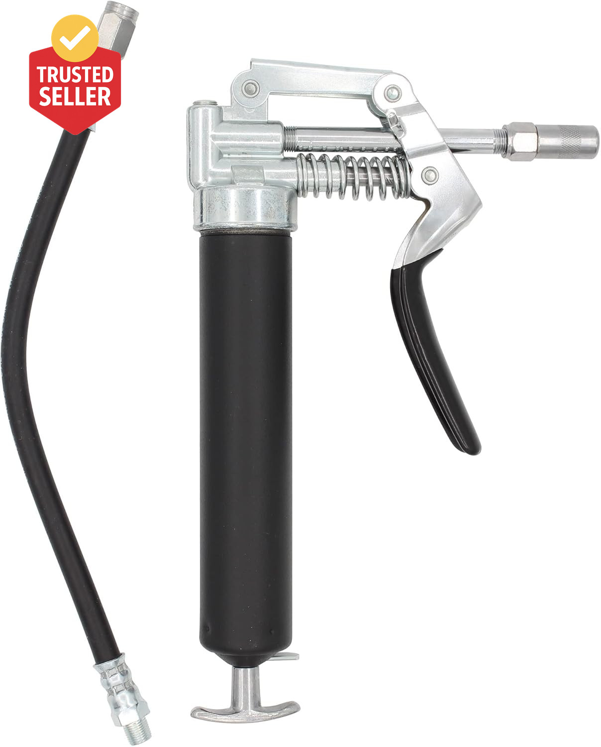 30-800 Heavy Duty Mini Grease Gun W/ Pipe and Hose, Black/Silver