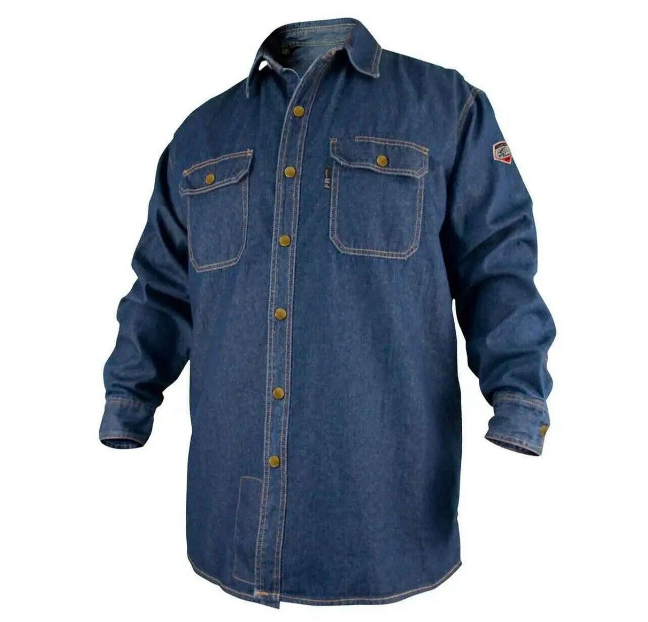 Black Stallion FS8-DNM FR Shirt Men M Blue Denim Long Sleeve Workwear Heavy