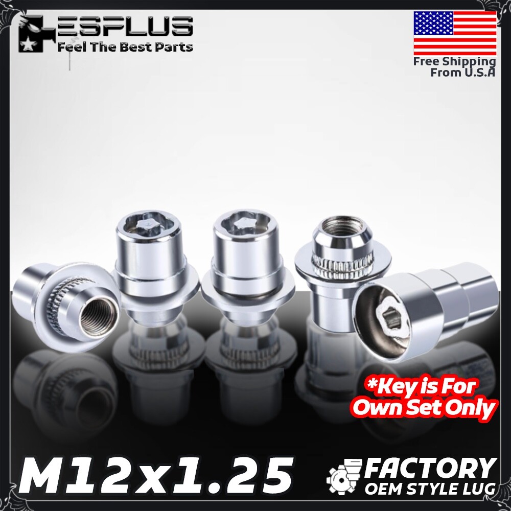 4pc Chrome M12x1.25 OEM Wheel Lock Mag/Flat Seat Fit Nissan/Toyota