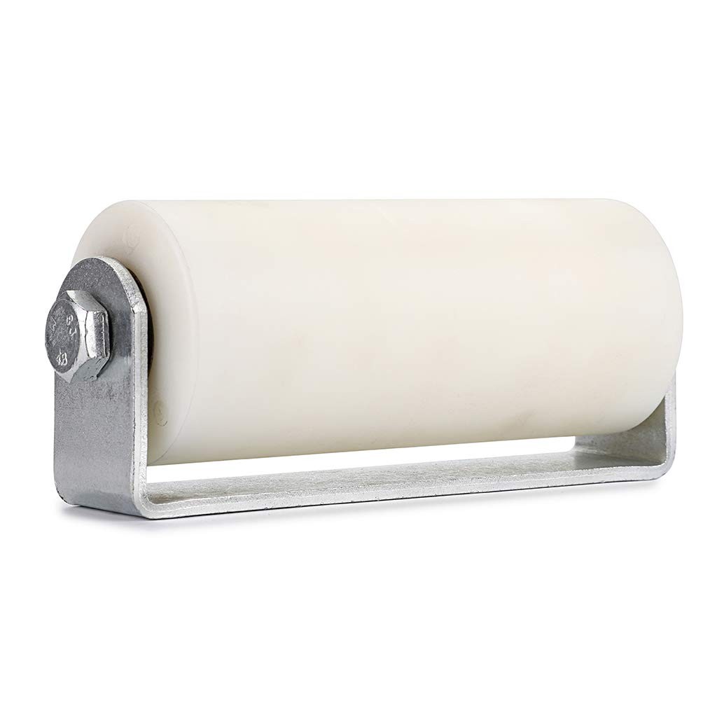 Skelang 6" Slide Gate Guide Roller with Post Welded Bracket, White - 6 inches