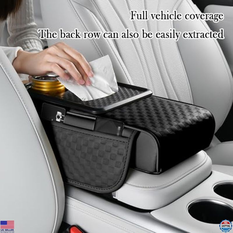 Car Arm Rest Cover & Organizer - Multi-Functional Console Storage with Cup &