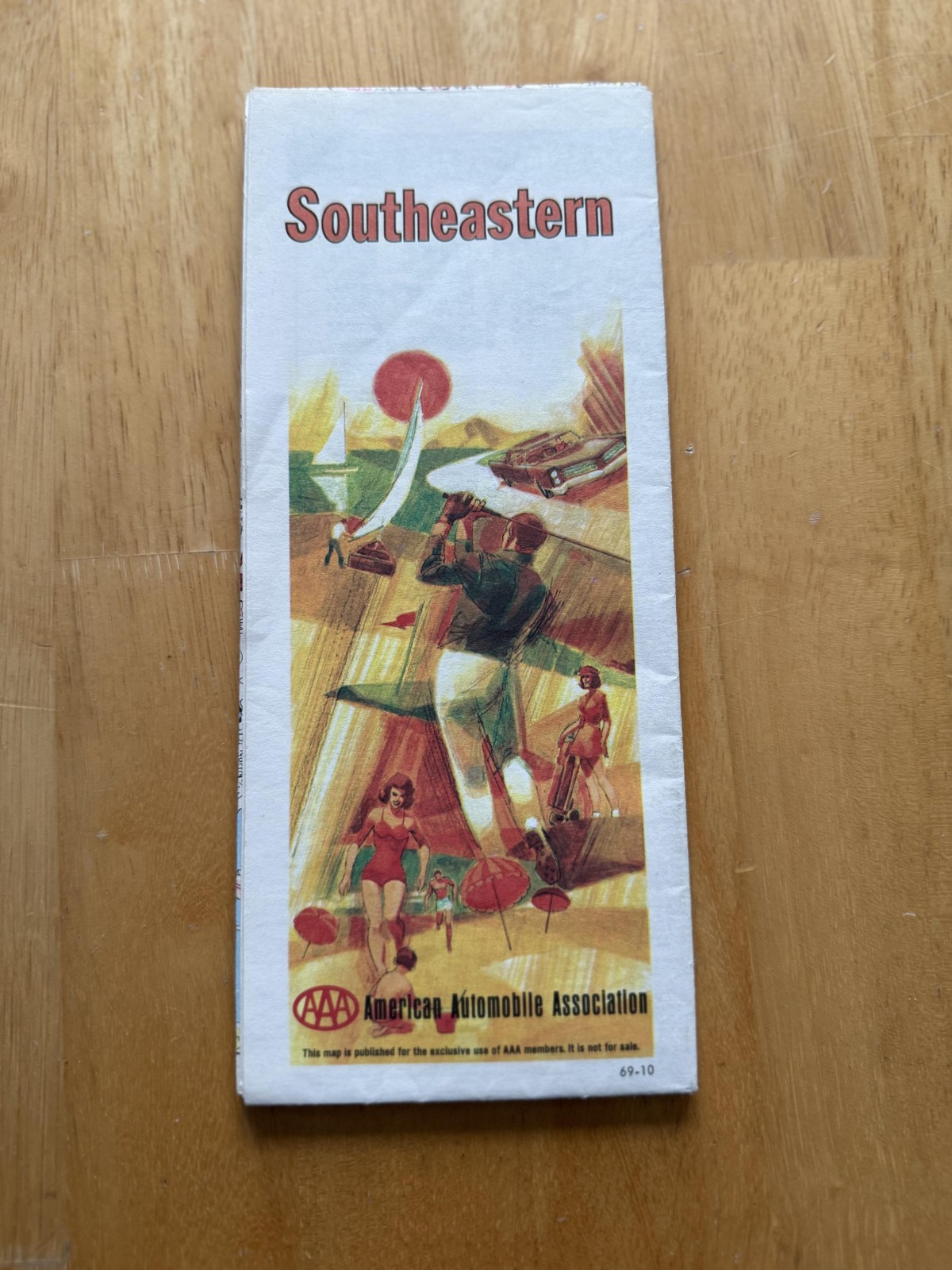 Vintage 1969 AAA Southeastern States Highway Road Map Travel Folded Brochure USA