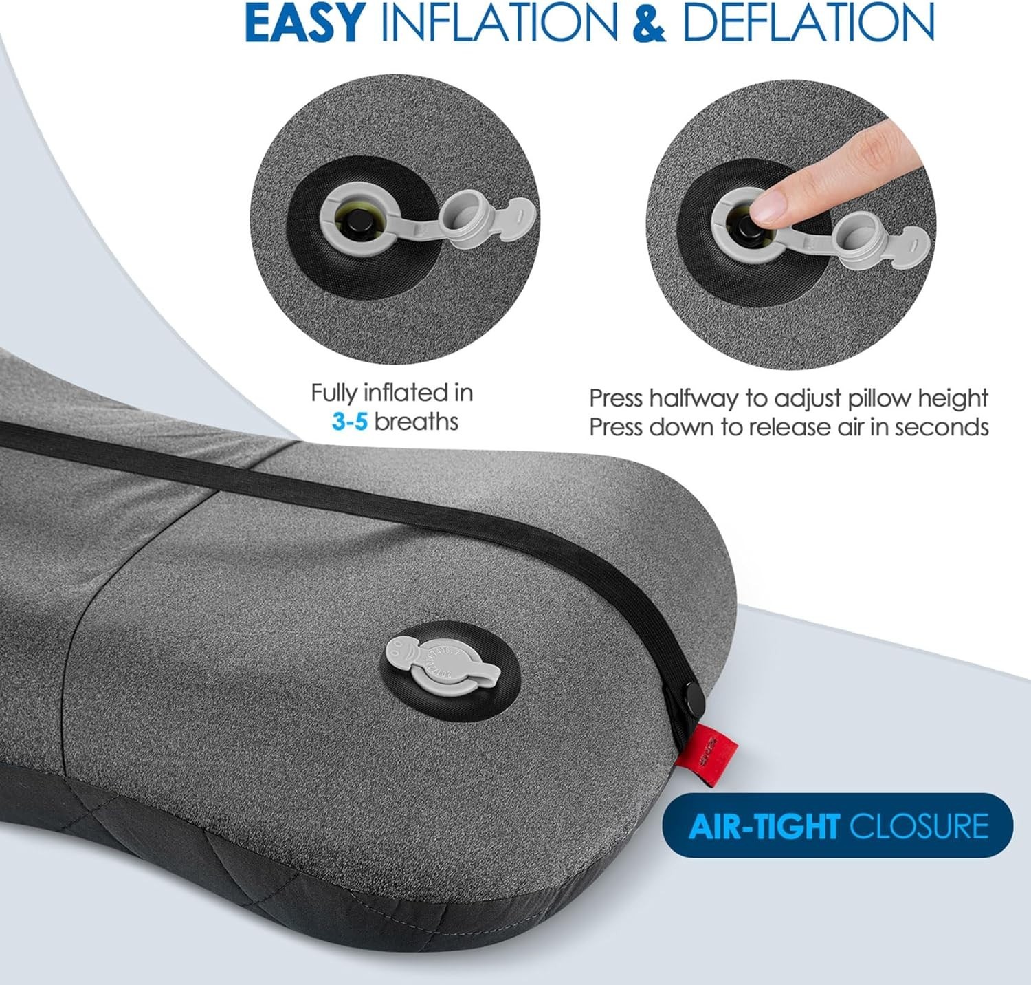 Compact Ultralight Backpacking Pillow with Leakproof TPU Bladder - Plush Support