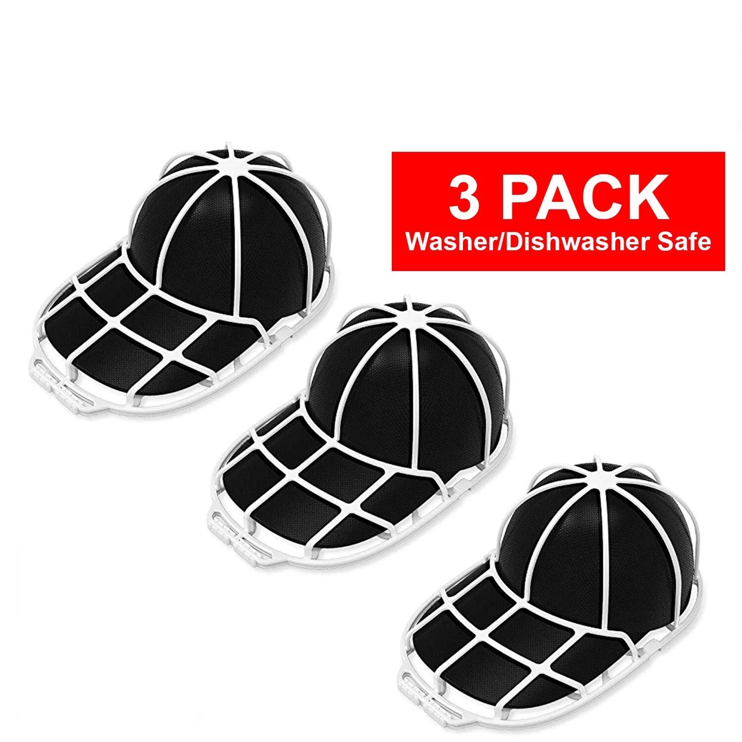 3 Pack Hat Washer Baseball Cap Cleaner Machine Washing Cage Holder Frame Net New