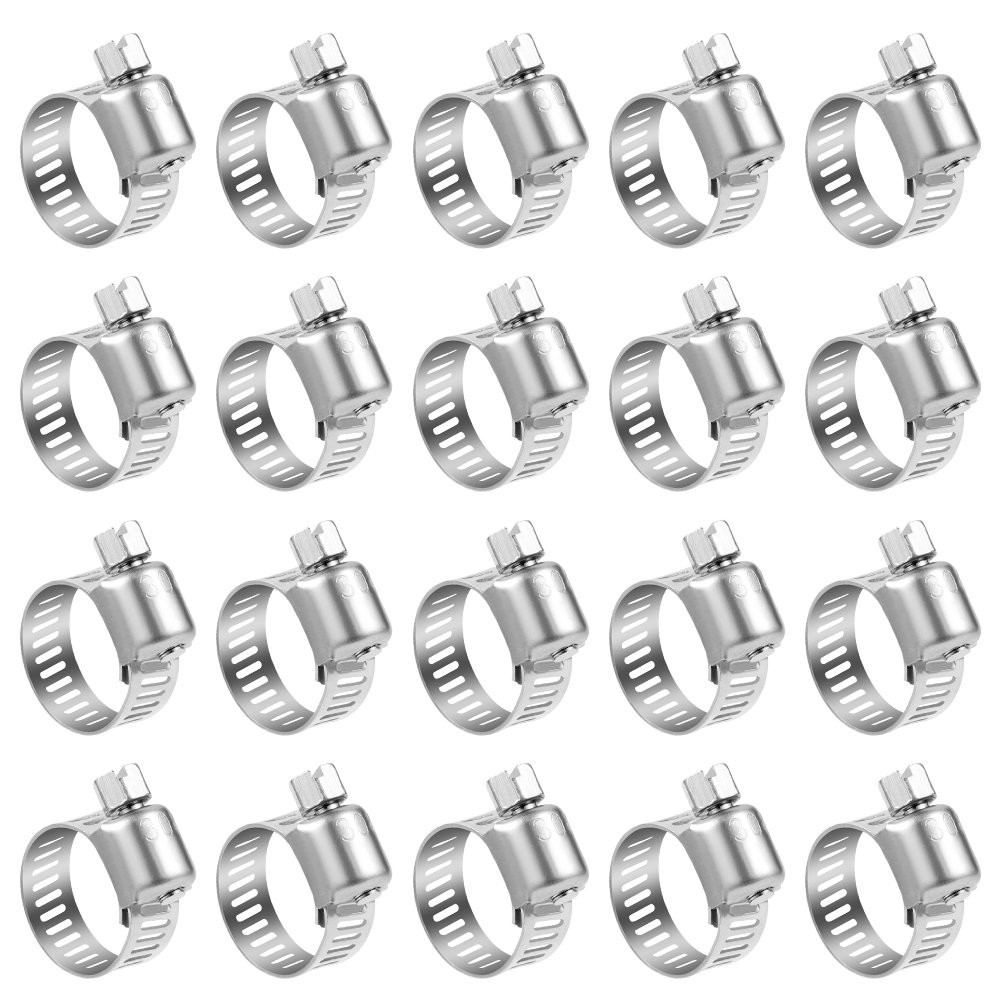 20 Pack Stainless Steel Hose Clamp Adjustable 1/2'' - 3/4'' (13-19mm) Worm Gear