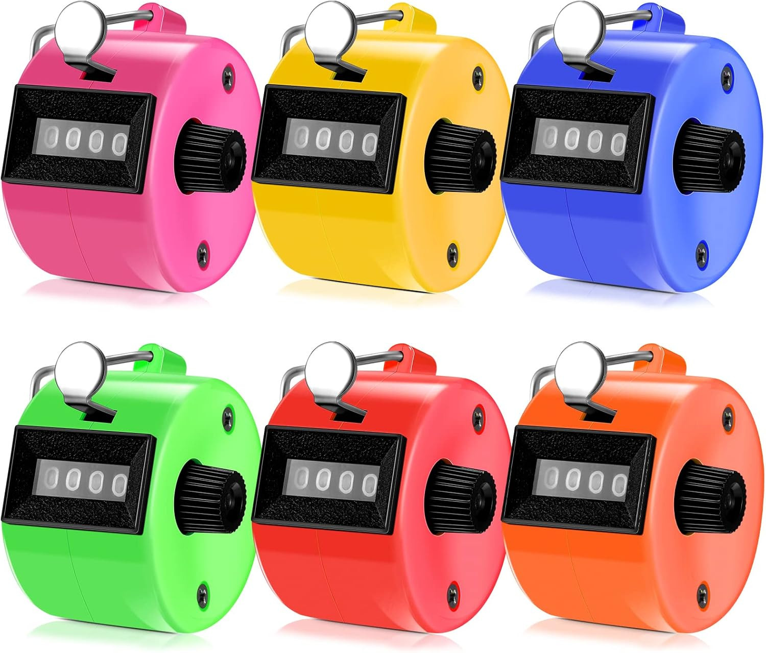 6 Pack Hand Tally Counter 4 Digit Mechanical Palm Clicker Plastic Hand Held Coun