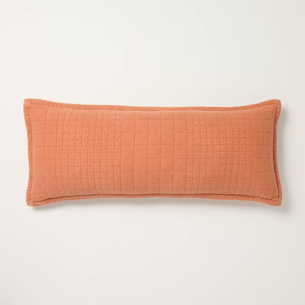 14"x36" Quilt Oblong Throw Pillow Rust - Hearth & Hand with Magnolia