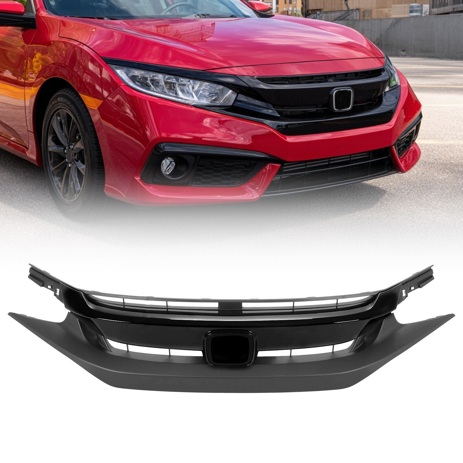 Front Upper Grille For Honda Civic Sedan Coupe 2 & 4 Door 2019-2020 Mesh Style
